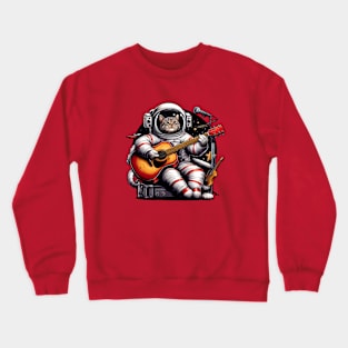 Cat astronot Playing Guitar Crewneck Sweatshirt